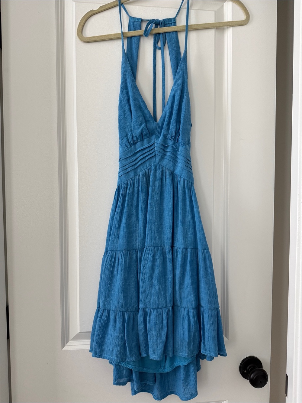 Hello Molly Blue Halter-Tie Summer Mini Dress